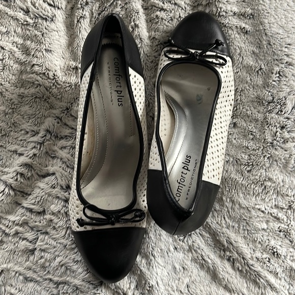 Black and white heels